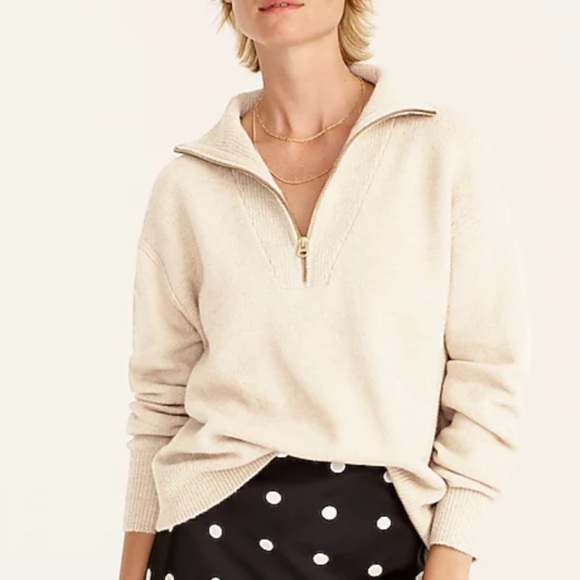J Crew Half Zip Sweater Cream Heather 